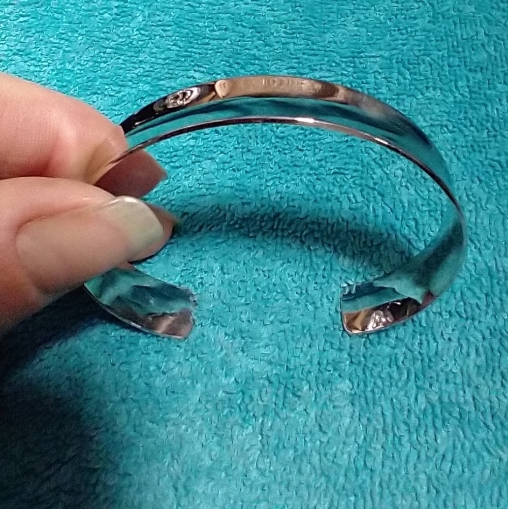 Silvertone Cuff Bracelet Mirror Finish Concave Adjustable Vintage